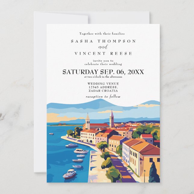 Zadar Croatie Faire-part de mariage Retro (Devant)