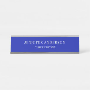 Zaffre Blue Professional Modern Plain Minimalist Desk Name Plate