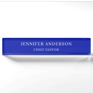 Zaffre Blue Professional Modern Plain Minimalist Nameplate