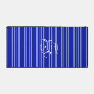 Zaffre Stripes White Monogram Desk Mat