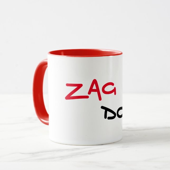 Zag Chien rouge Trim Café Mug (Devant gauche)