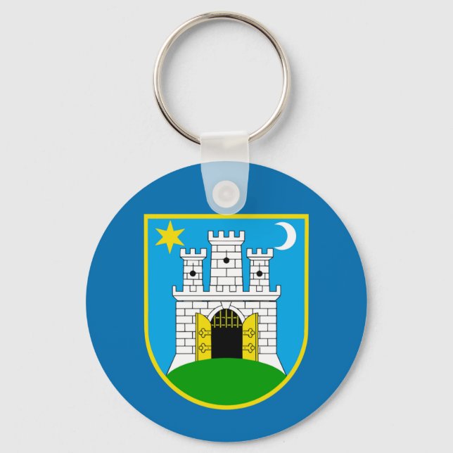 Zagreb city flag croatia symbol keychain (Front)
