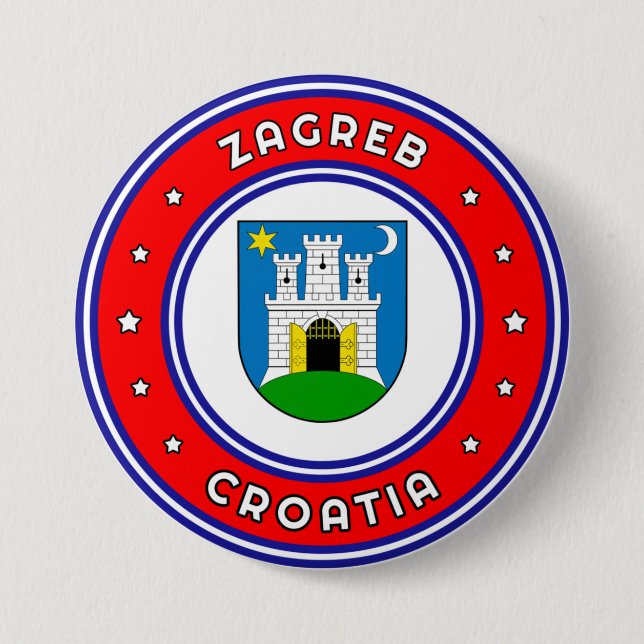 Zagreb Coat Of Arms Croatia  3 Inch Round Button (Front)