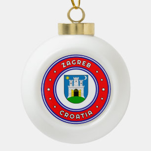Zagreb Coat Of Arms Croatia Ceramic Ball Christmas Ornament
