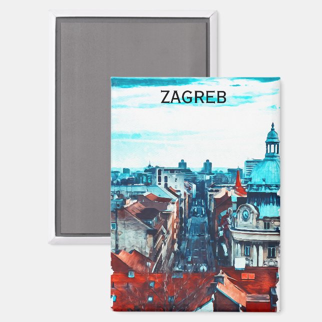 Zagreb Croatia Cityscape View Magnet (Front/Back)