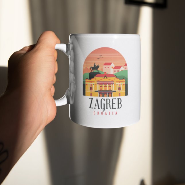 Zagreb Croatia Cityscape Vintage Coffee Mug (Zagreb Croatia Vintage Travel Mug)