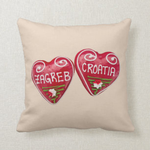 Zagreb, Croatia: Heart-Shaped Licitar Throw Pillow