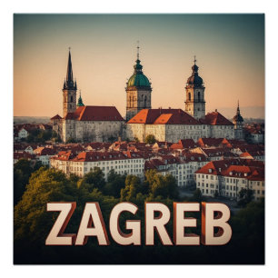 Zagreb Croatia Old Town History Architecture Poster