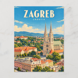 Zagreb Croatia Vintage Travel Art Postcard