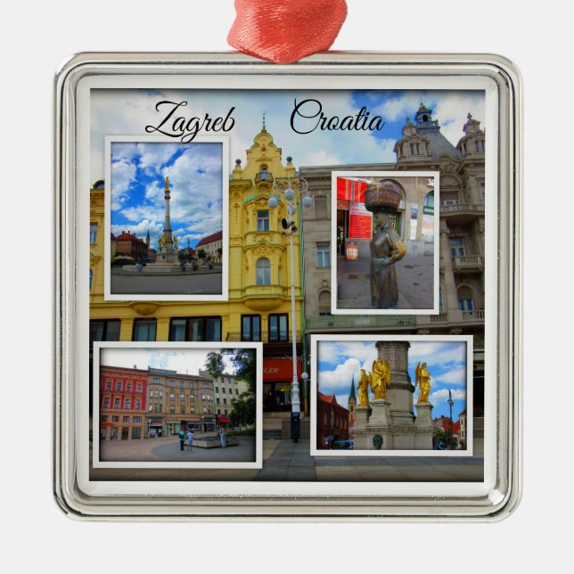 Zagreb Old Town Photo Collage Metal Ornament (Front)