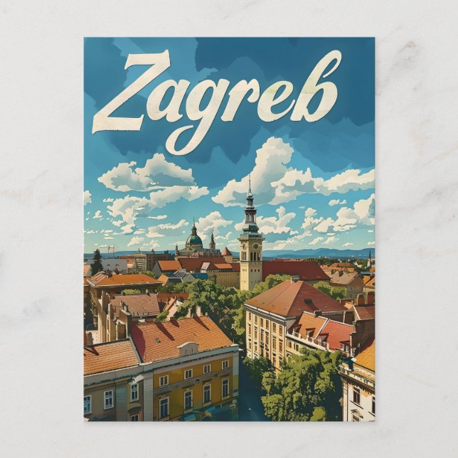 Zagreb Vintage travel Postcard (Front)