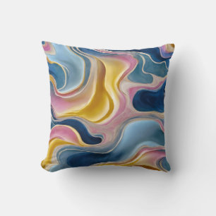“Zahara” Swirls of blues, pink and sand. Throw Pillow