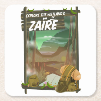 Zaïre african adventure square paper coaster