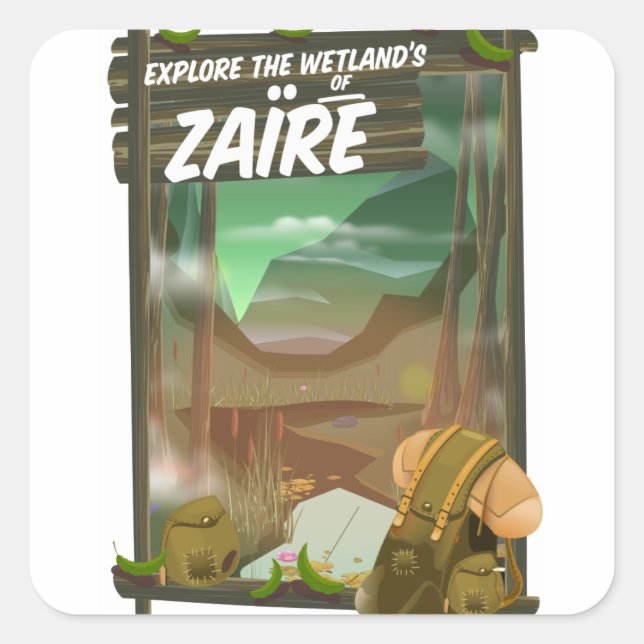 Zaïre african adventure square sticker (Front)