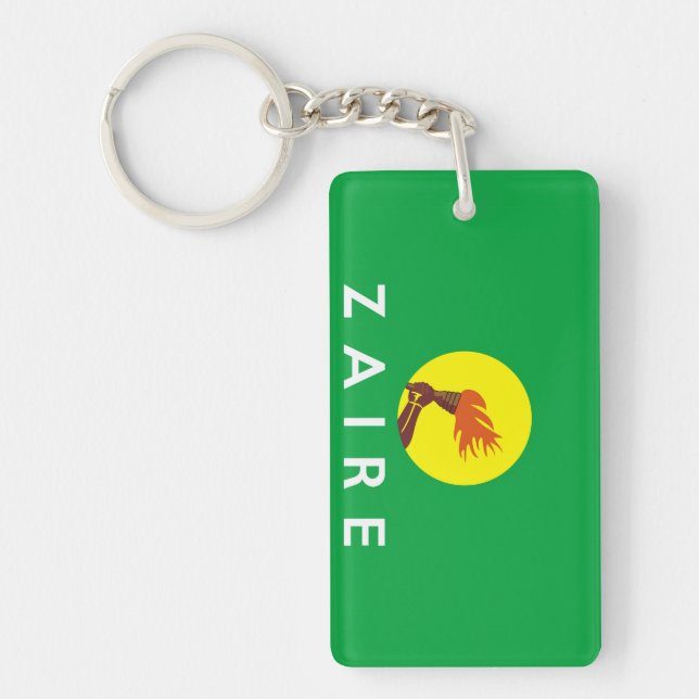 zaire congo country flag symbol name text keychain (Front)