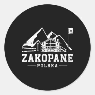 Zakopane Polska Winter Sports Skiing Snowboarding  Classic Round Sticker