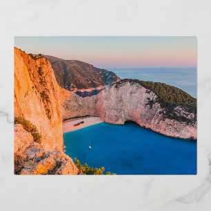 Zakynthos, Greece. Foil Holiday Postcard