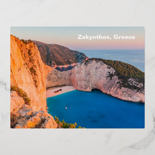 Zakynthos, Greece. Foil Holiday Postcard (Front)