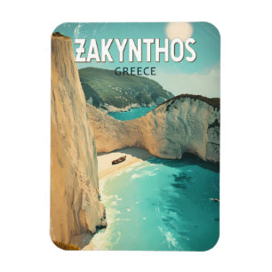 Zakynthos Greece Illustration Travel Art Vintage Magnet