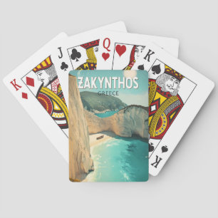 Zakynthos Greece Illustration Travel Art Vintage Playing Cards
