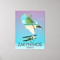 Zakynthos Greece map travel poster