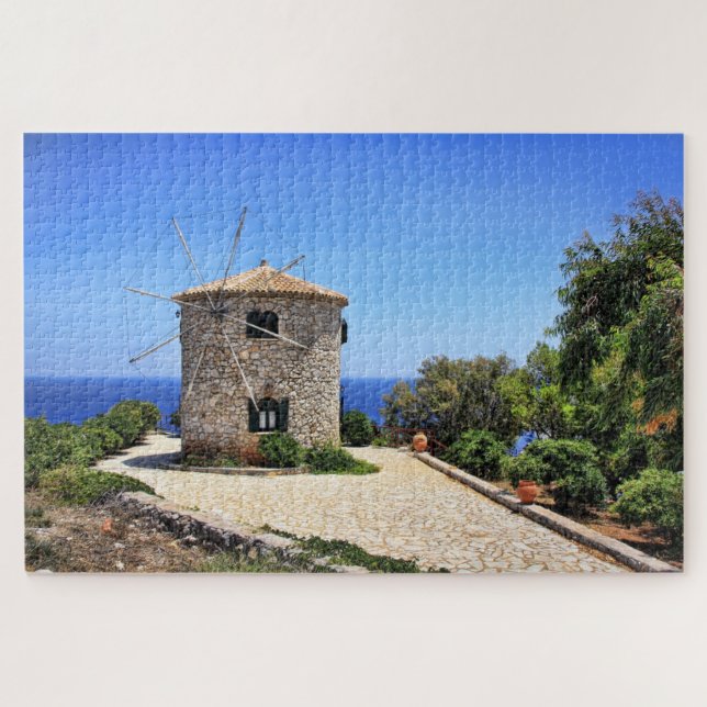 Zakynthos Greece Windmill Sea Island Jigsaw Puzzle (Horizontal)