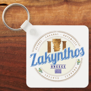 Zakynthos Island Greece Vacation Vintage Souvenir Keychain