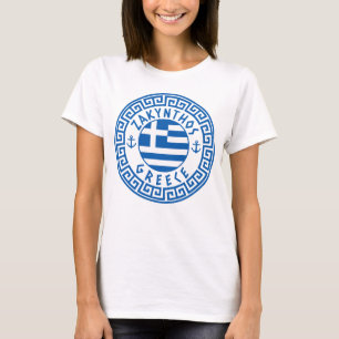 Zakynthos, la Grèce, le drapeau féminin T-shirt