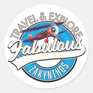 Zakynthos logo in a beautiful retro style. classic round sticker