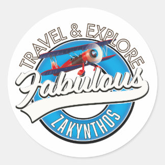 Zakynthos logo in a beautiful retro style. classic round sticker