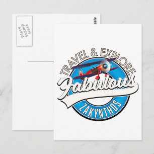 Zakynthos logo in a beautiful retro style. postcard