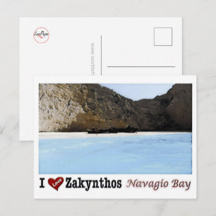 Zakynthos - Navagio Beach - I Love - Greece - Postcard