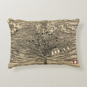 ZALMAXI HOME beige abstract tree  Accent Pillow