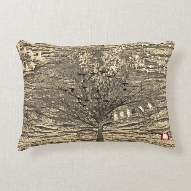 ZALMAXI HOME beige abstract tree  Accent Pillow (Front)