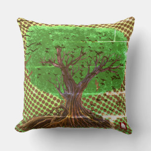 ZALMAXI HOME light green brown abstract tree Throw Throw Pillow