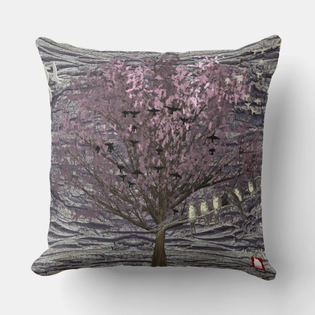 ZALMAXI HOME purple abstract tree Throw Pillow (Front)