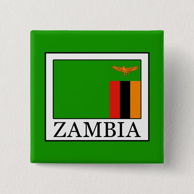 Zambia 2 Inch Square Button (Front)