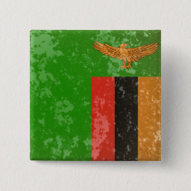 Zambia 2 Inch Square Button (Front)
