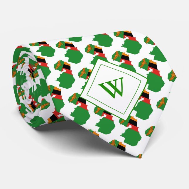ZAMBIA Christian Scripture Monogram Flag Tie (Rolled)