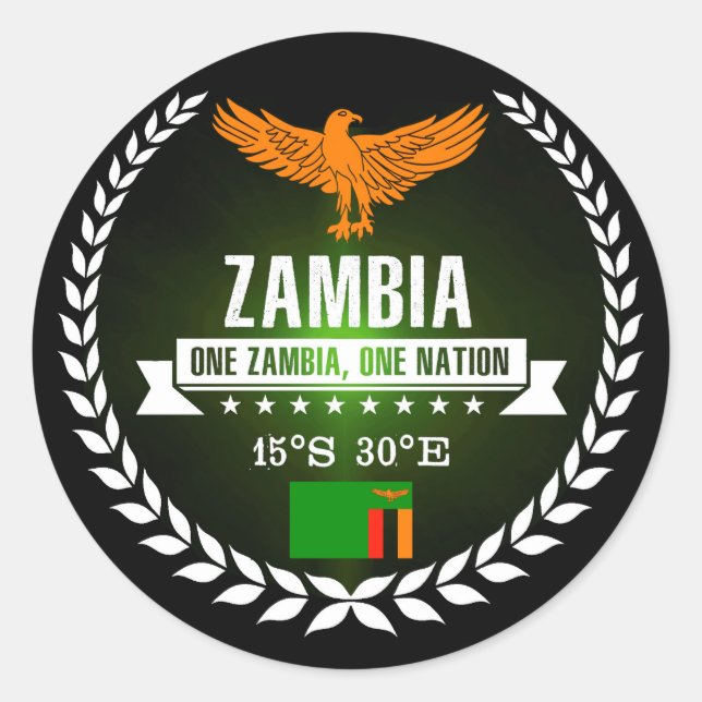 Zambia Classic Round Sticker (Front)