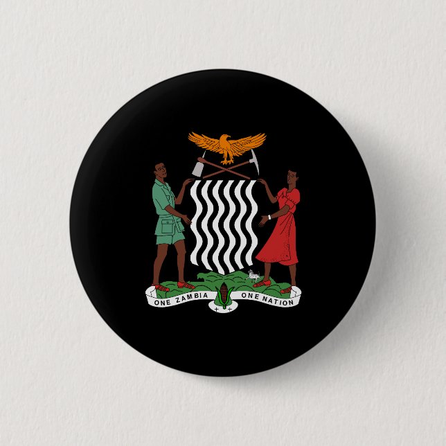 Zambia Coat of Arms 2 Inch Round Button (Front)