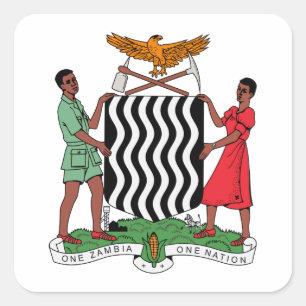 Zambia Coat of Arms Square Sticker