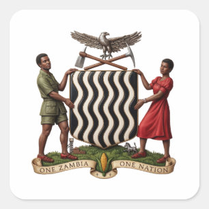 Zambia country coat arms flag symbol emblem square sticker