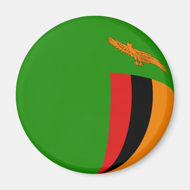 Zambia Fisheye Flag Magnet (Front)
