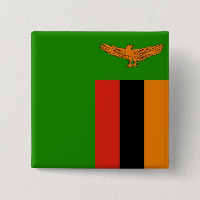 Zambia Flag 2 Inch Square Button (Front)