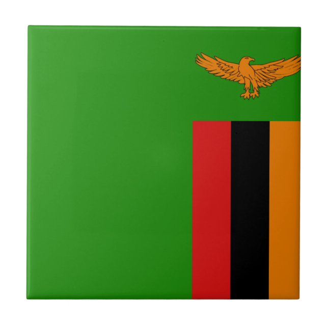 Zambia Flag Ceramic Tile (Front)