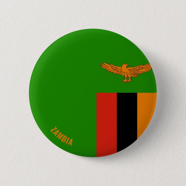 Zambia Flag Charming Patriotic 2 Inch Round Button (Front)