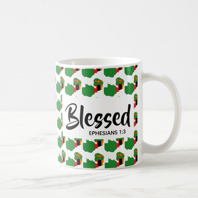 ZAMBIA FLAG Ephesians Scripture Christian Blessed Coffee Mug (Right)