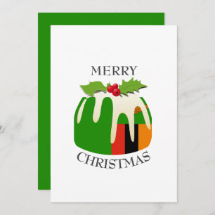 ZAMBIA FLAG Festive Plum Pudding Christmas Holiday Card