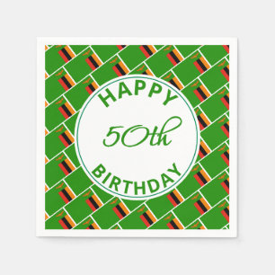 ZAMBIA FLAG Happy 50th Birthday Customized Paper Napkin
